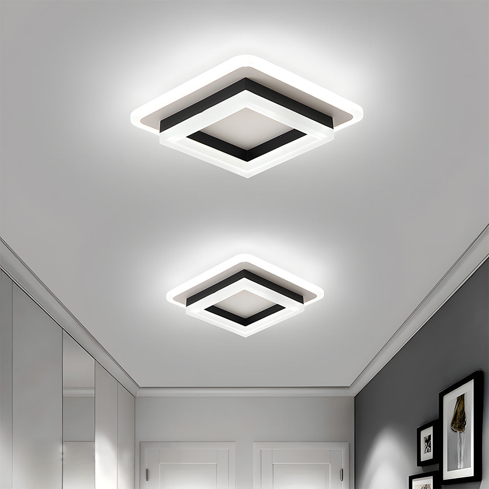 Modern LED Ceiling Light with Square Double Frame Design