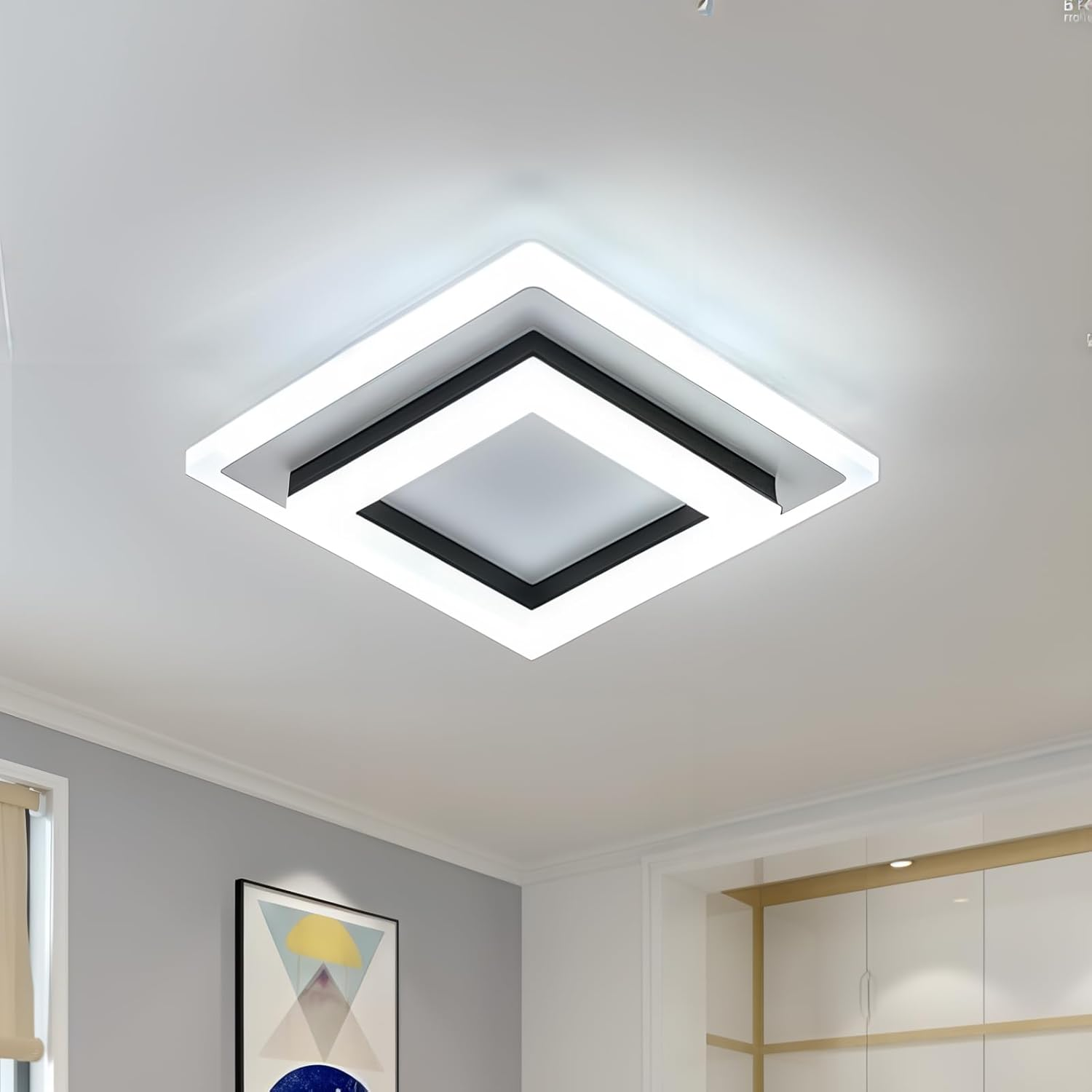 Modern LED Ceiling Light with Square Double Frame Design