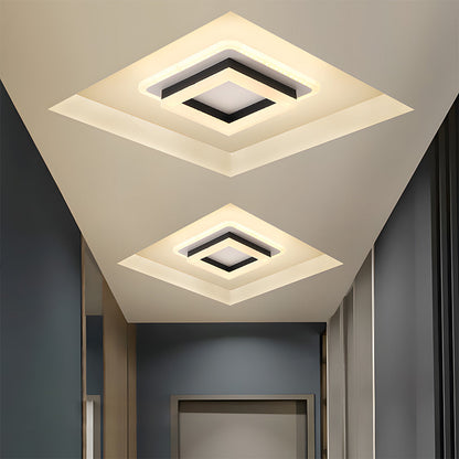 Modern LED Ceiling Light with Square Double Frame Design