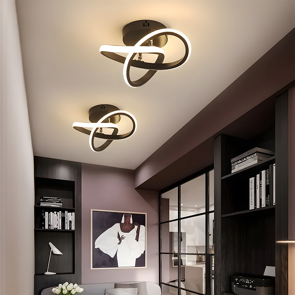 Modern LED Ceiling Light with Twisted Knot Design for Hallways and Living Rooms