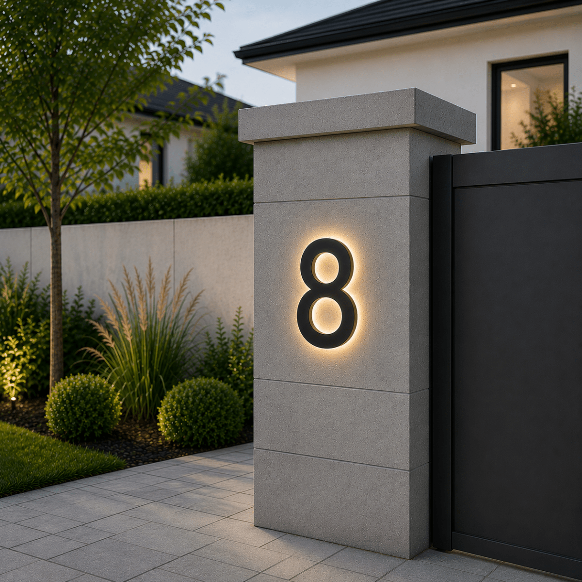 Modern LED House Number with Stainless Steel Frame