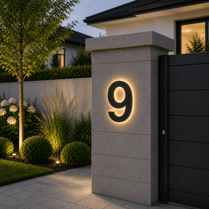 Modern LED House Number with Stainless Steel Frame