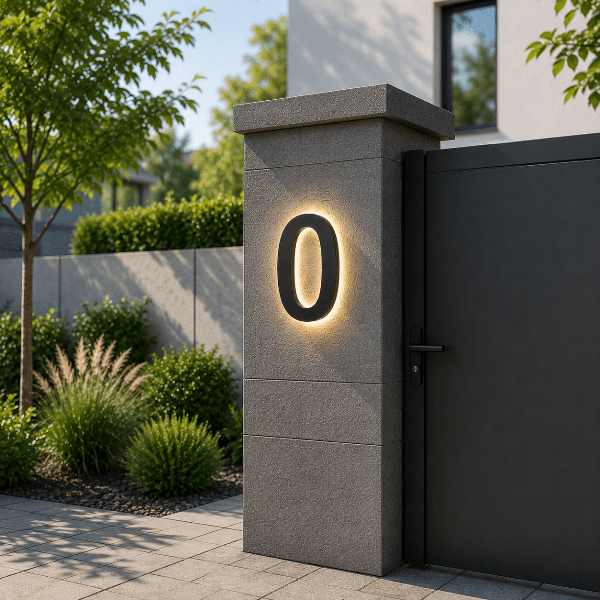 Modern LED House Number with Stainless Steel Frame