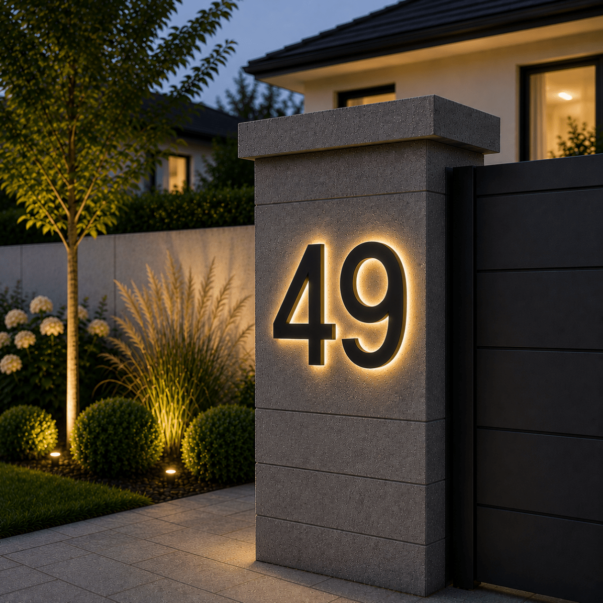 Modern LED House Number with Stainless Steel Frame