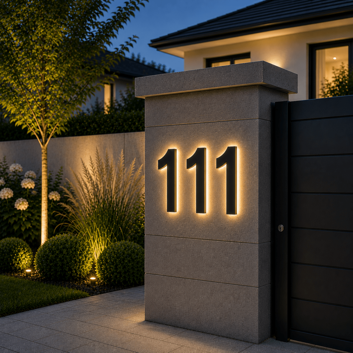 Modern LED House Number with Stainless Steel Frame