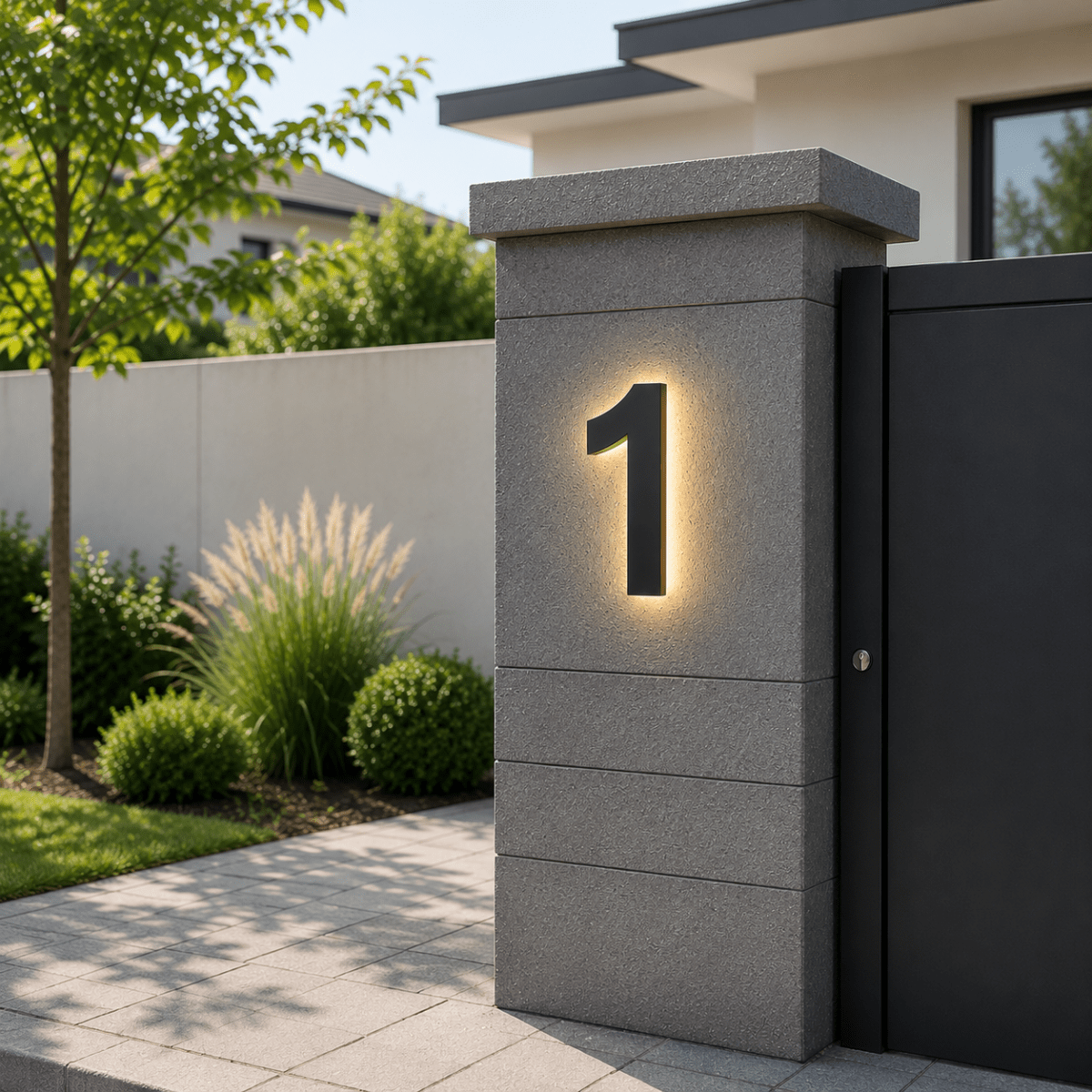 Modern LED House Number with Stainless Steel Frame