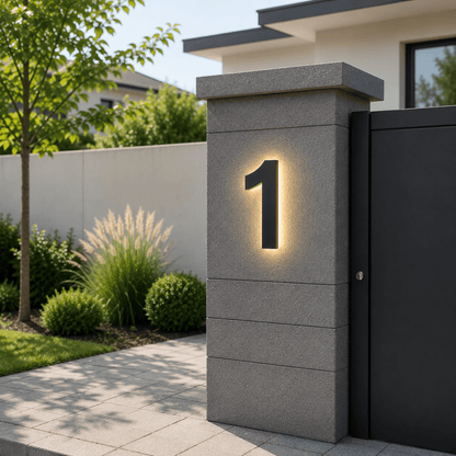 Modern LED House Number with Stainless Steel Frame
