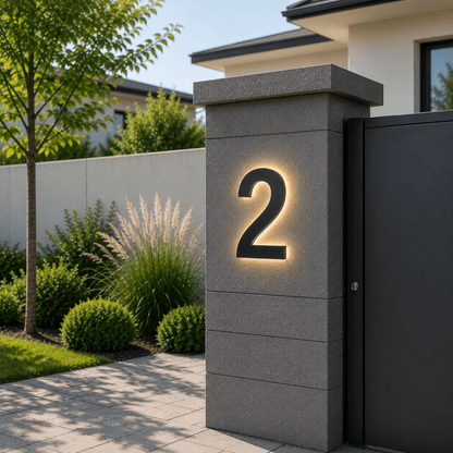 Modern LED House Number with Stainless Steel Frame