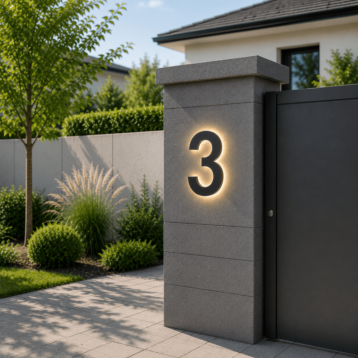 Modern LED House Number with Stainless Steel Frame
