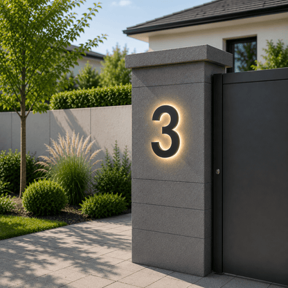 Modern LED House Number with Stainless Steel Frame