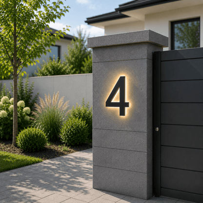 Modern LED House Number with Stainless Steel Frame