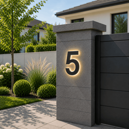 Modern LED House Number with Stainless Steel Frame