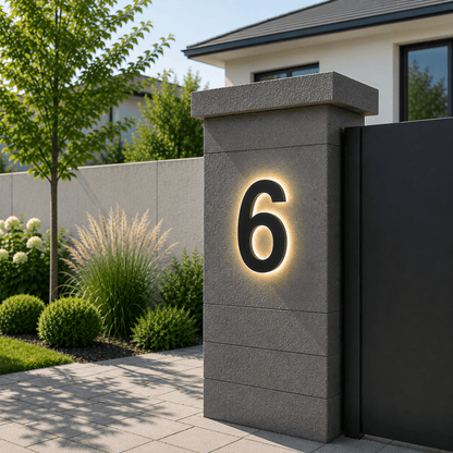 Modern LED House Number with Stainless Steel Frame