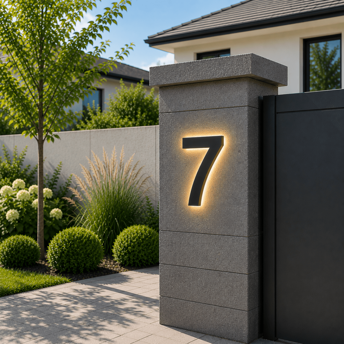 Modern LED House Number with Stainless Steel Frame