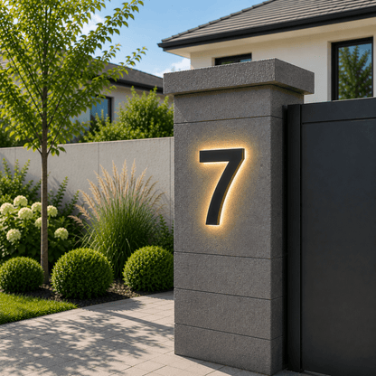 Modern LED House Number with Stainless Steel Frame