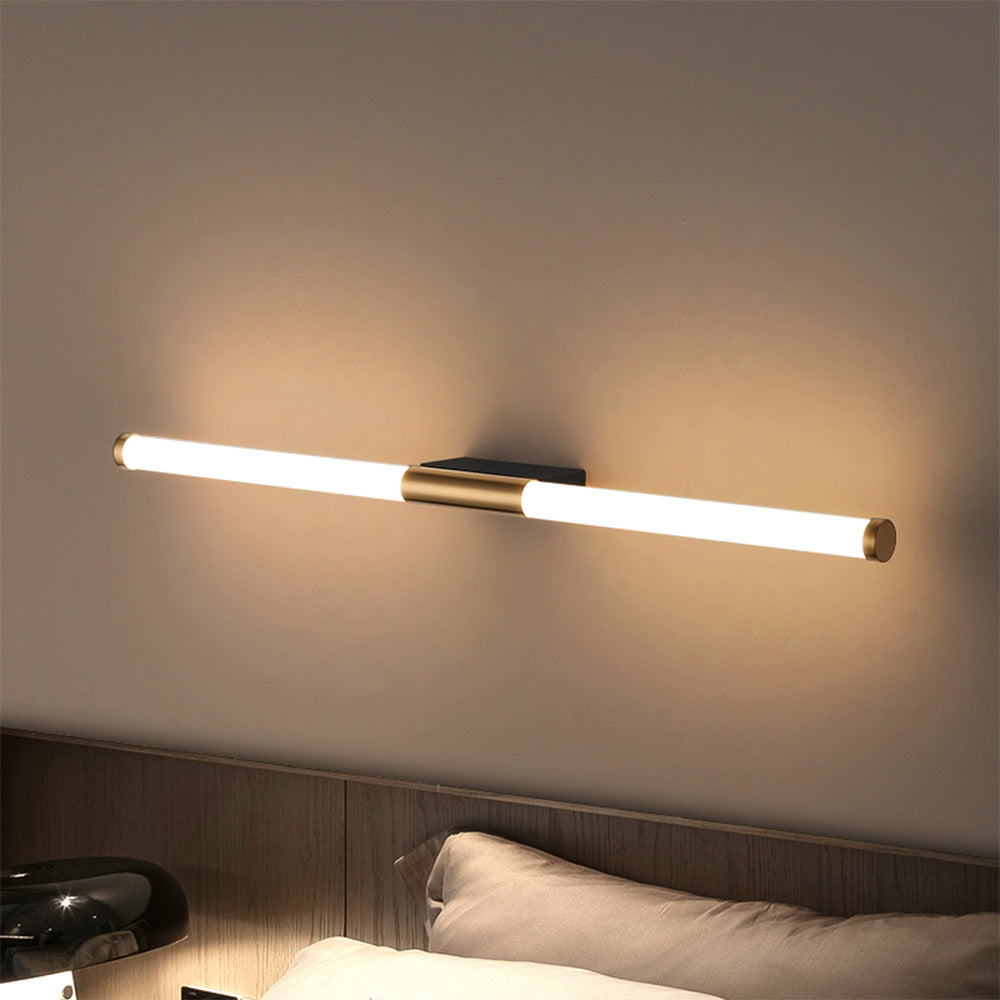 Modern LED Wall Lamp Linear Tube Light with Integrated LED and Gold Accent