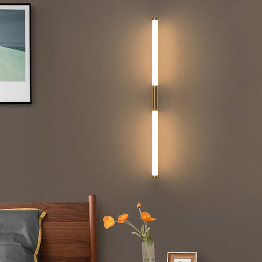 Modern LED Wall Lamp Linear Tube Light with Integrated LED and Gold Accent