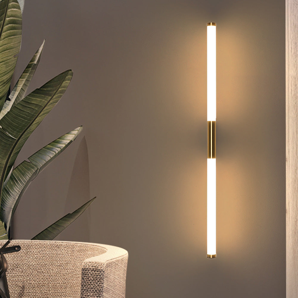 Modern LED Wall Lamp Linear Tube Light with Integrated LED and Gold Accent