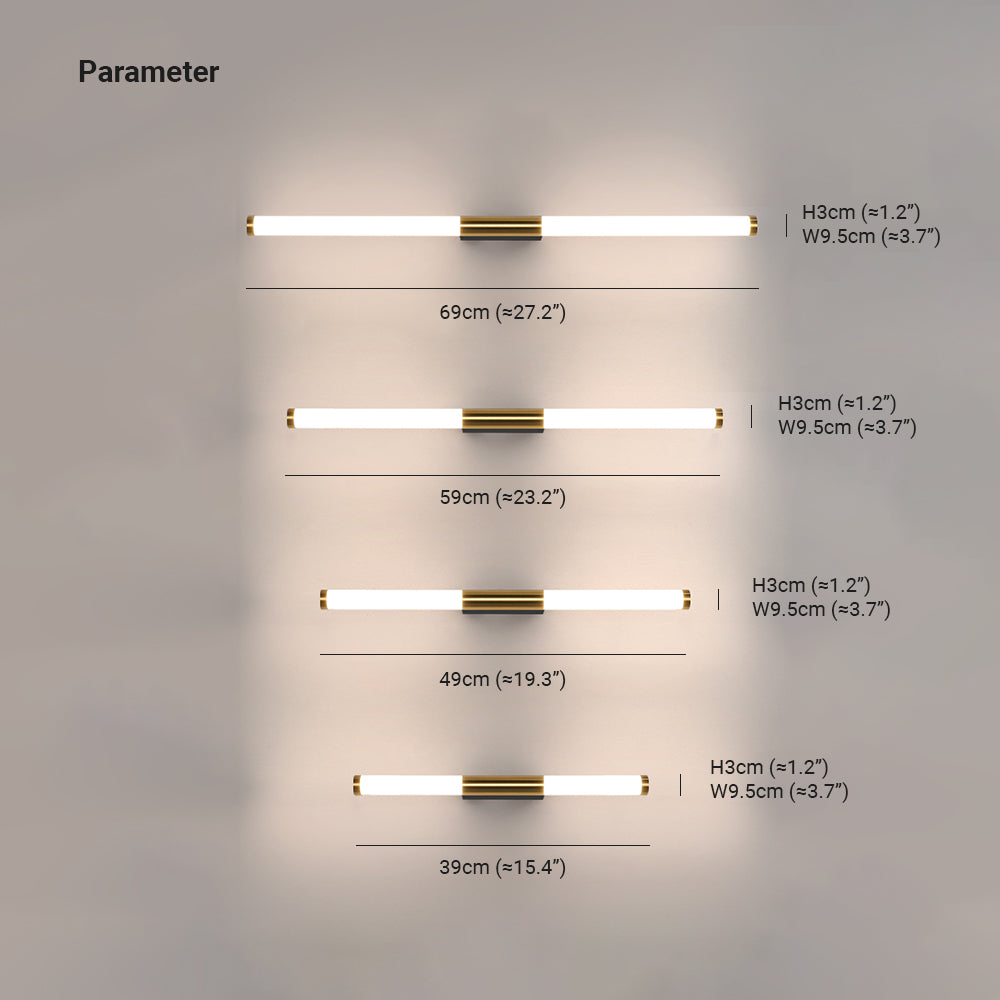 Modern LED Wall Lamp Linear Tube Light with Integrated LED and Gold Accent