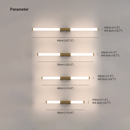 Modern LED Wall Lamp Linear Tube Light with Integrated LED and Gold Accent