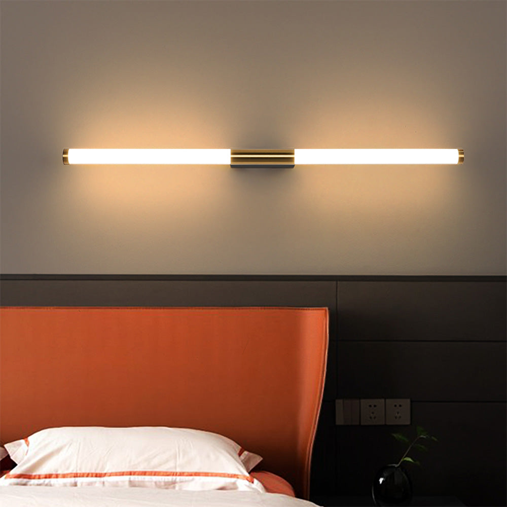 Modern LED Wall Lamp Linear Tube Light with Integrated LED and Gold Accent