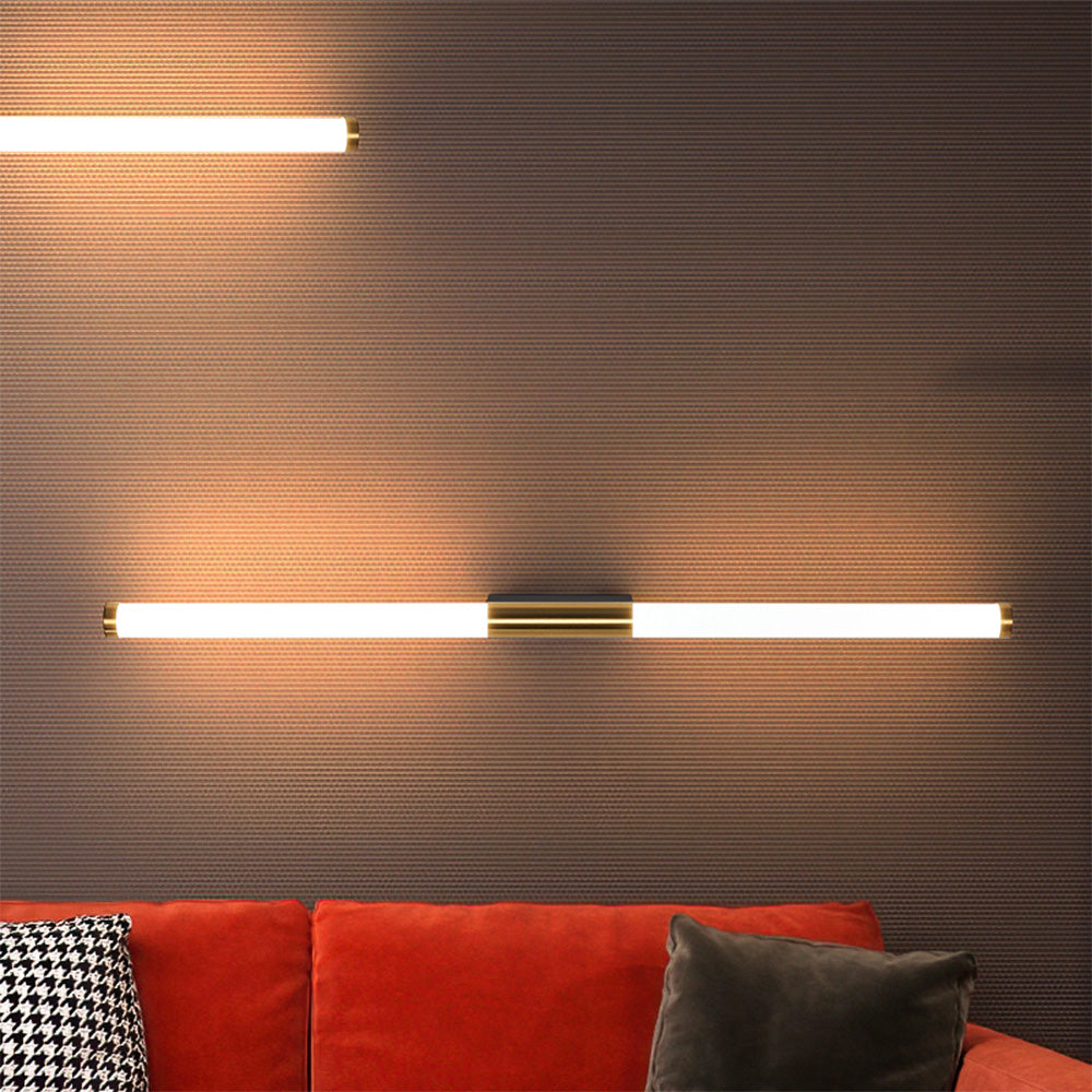 Modern LED Wall Lamp Linear Tube Light with Integrated LED and Gold Accent