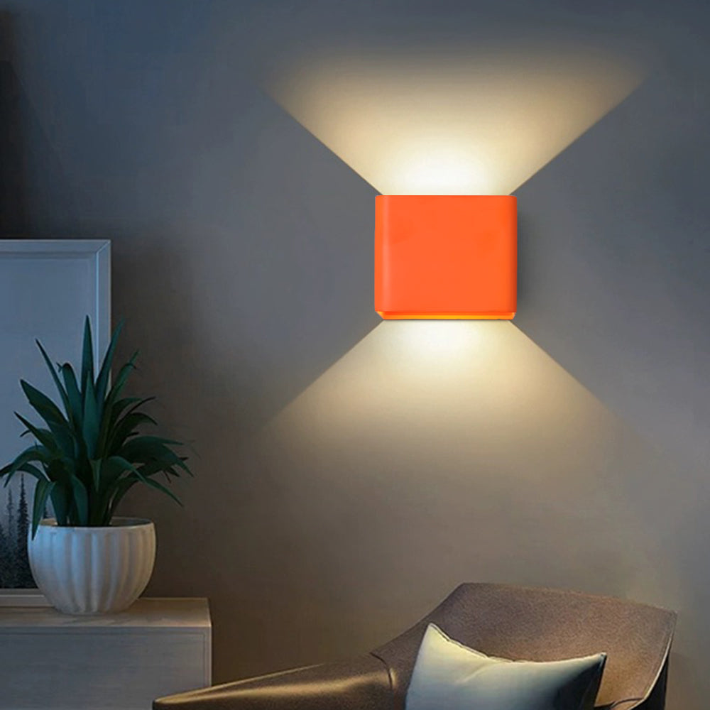 Modern LED Wall Lamp with Up and Down Light Effect, Square Design