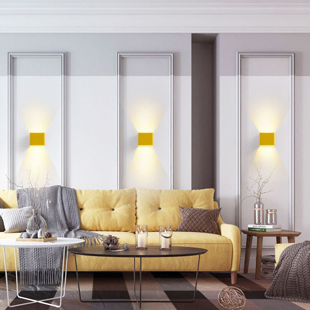 Modern LED Wall Lamp with Up and Down Light Effect, Square Design