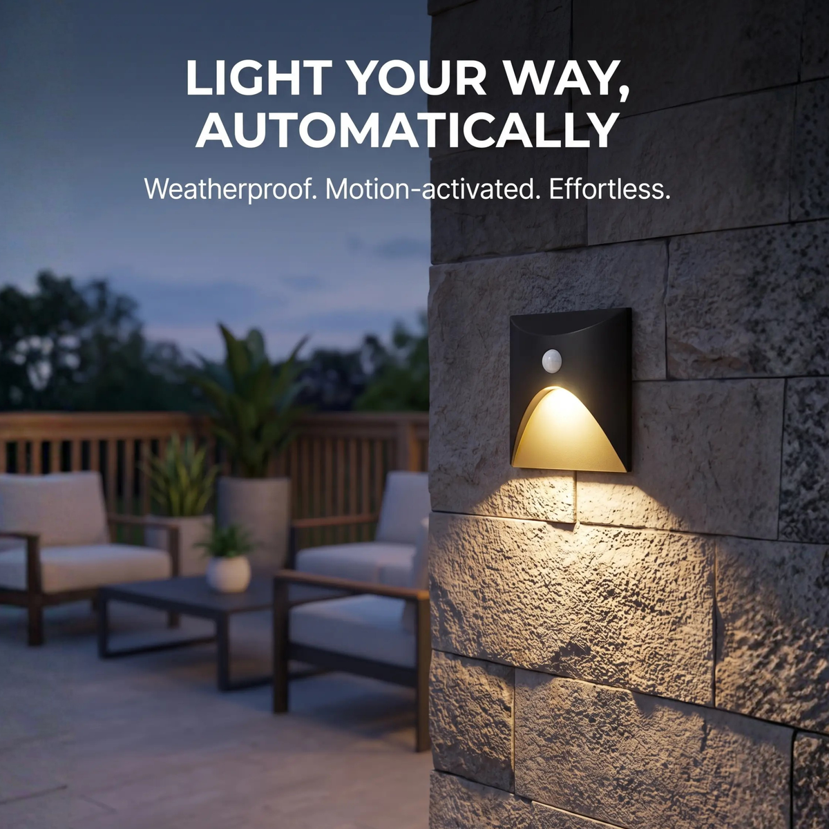Modern LED Wall Light with Motion Sensor and Square Aluminium Body