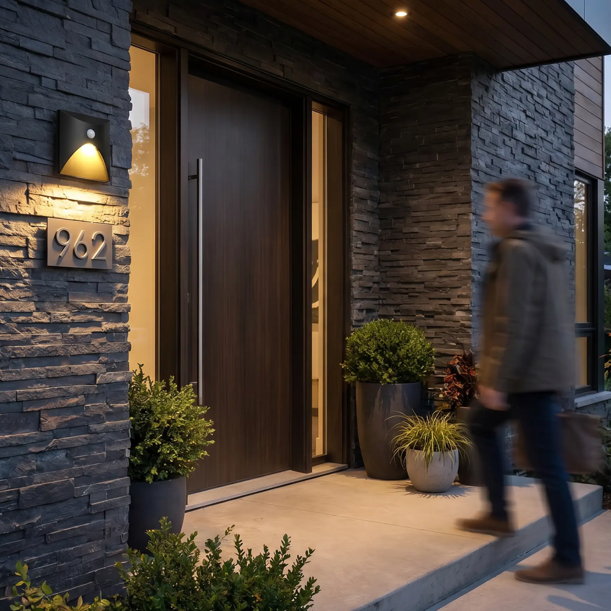 Modern LED Wall Light with Motion Sensor and Square Aluminium Body