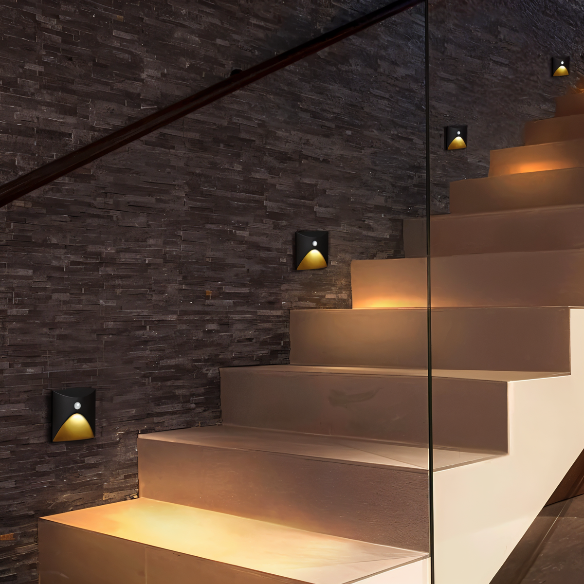 Modern LED Wall Light with Motion Sensor and Square Aluminium Body
