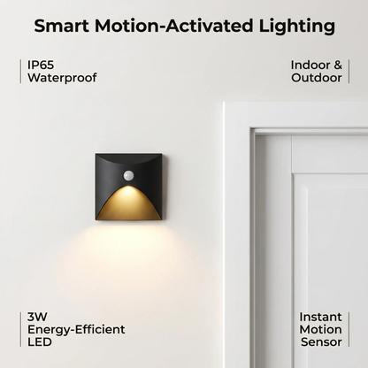 Modern LED Wall Light with Motion Sensor and Square Aluminium Body