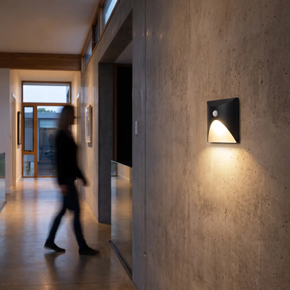 Modern LED Wall Light with Motion Sensor and Square Aluminium Body