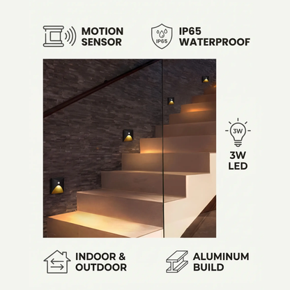 Modern LED Wall Light with Motion Sensor and Square Aluminium Body
