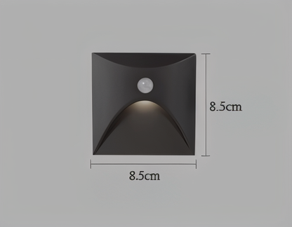 Modern LED Wall Light with Motion Sensor and Square Aluminium Body