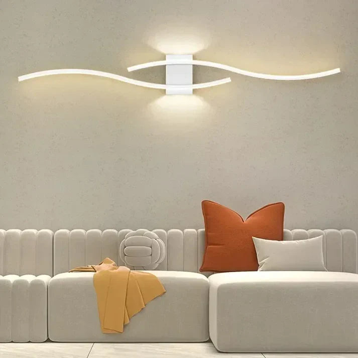 Modern LED Wave Wall Lamp with Integrated LED and Warm Light
