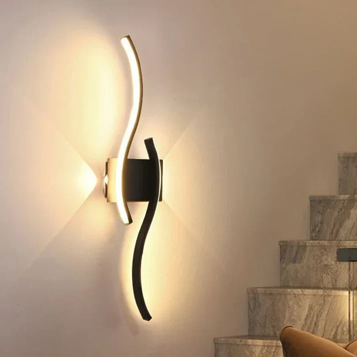 Modern LED Wave Wall Lamp with Integrated LED and Warm Light