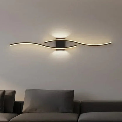 Modern LED Wave Wall Lamp with Integrated LED and Warm Light