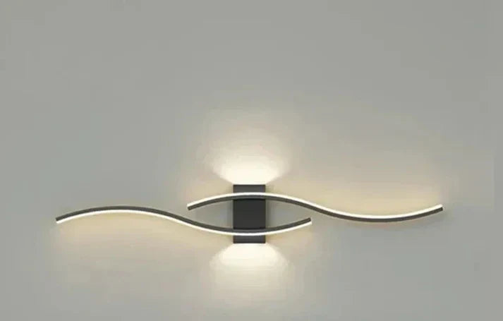 Modern LED Wave Wall Lamp with Integrated LED and Warm Light