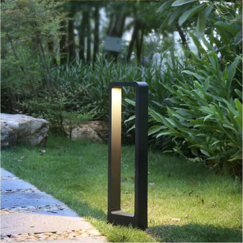 Modern Outdoor Bollard Light with Rectangular Open Frame
