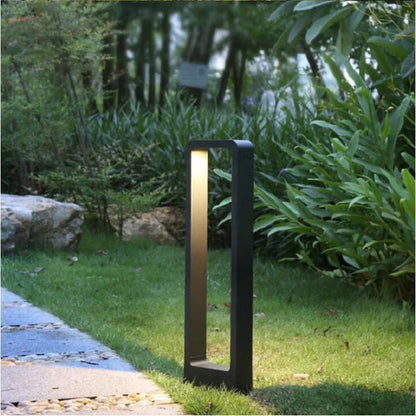 Modern Outdoor Bollard Light with Rectangular Open Frame