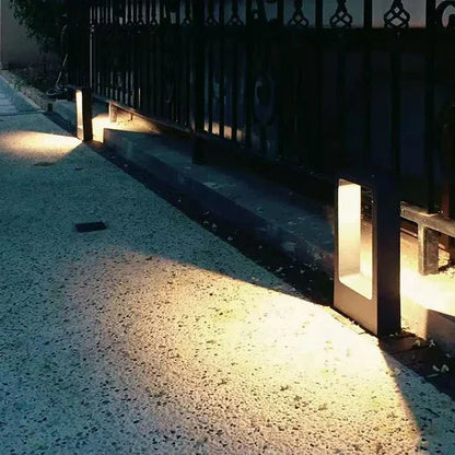Modern Outdoor Bollard Light with Rectangular Open Frame