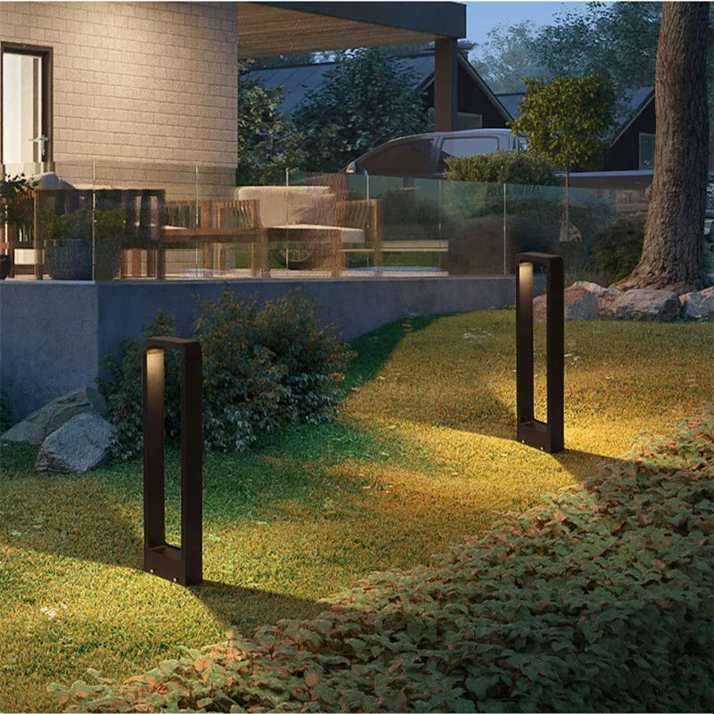 Modern Outdoor Bollard Light with Rectangular Open Frame