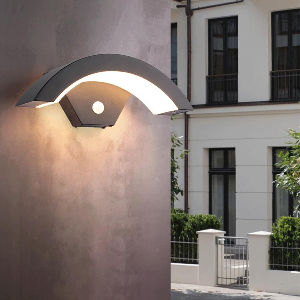 Modern Outdoor Wall Light with Motion Sensor for Garden and Porch