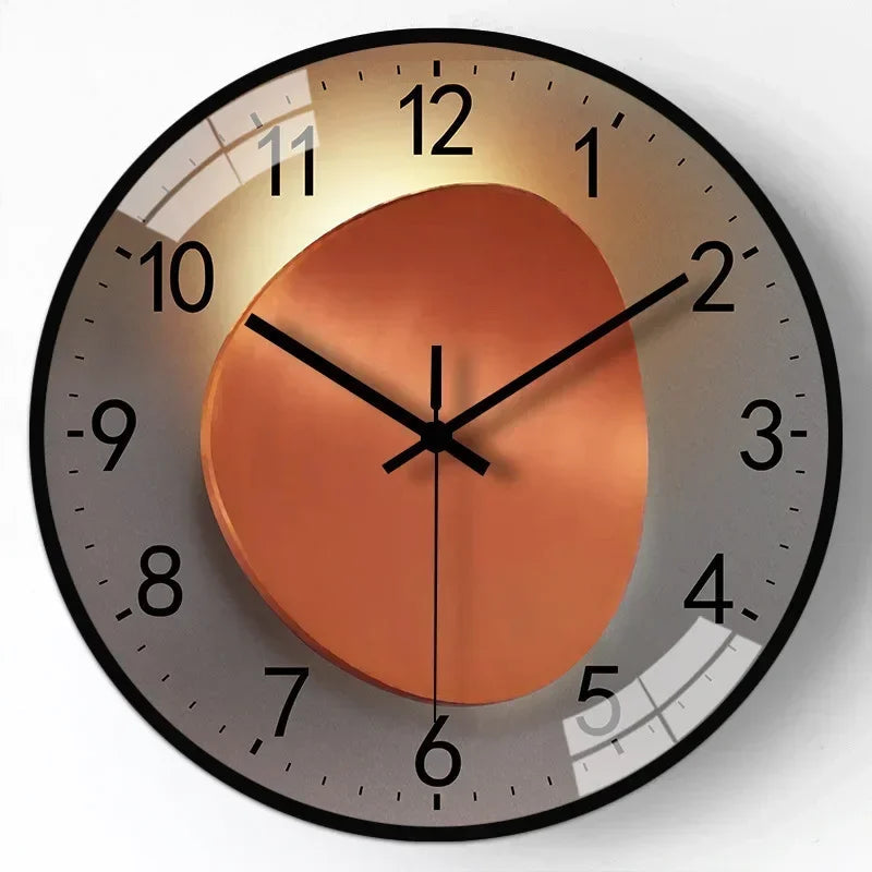 Modern Round Wall Clock with Silent Movement and Decorative Dial