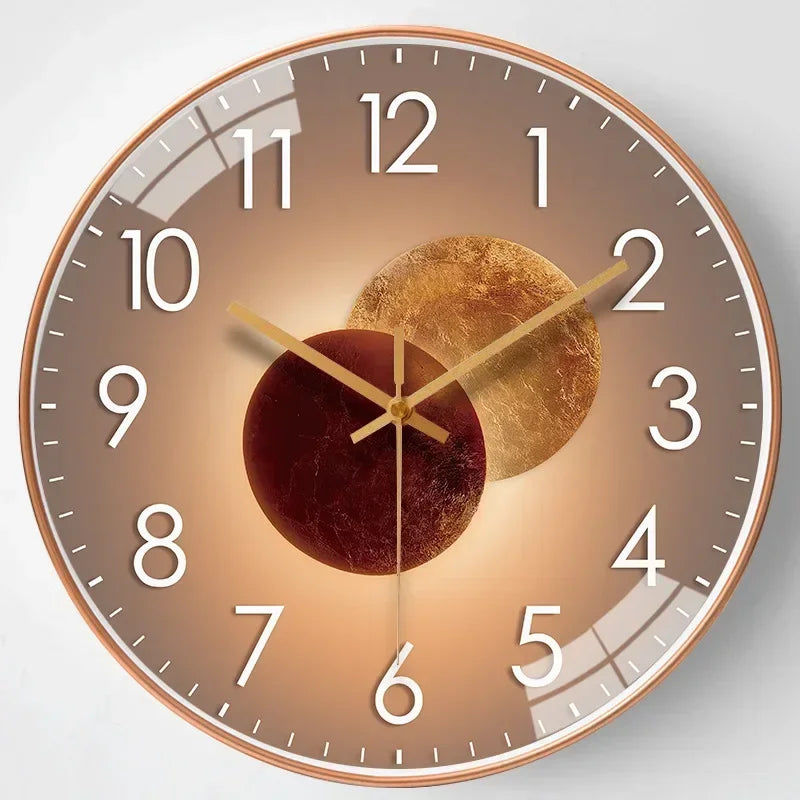 Modern Round Wall Clock with Silent Movement and Decorative Dial