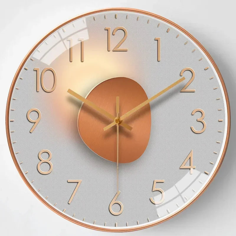 Modern Round Wall Clock with Silent Movement and Decorative Dial