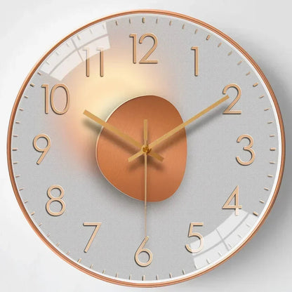 Modern Round Wall Clock with Silent Movement and Decorative Dial