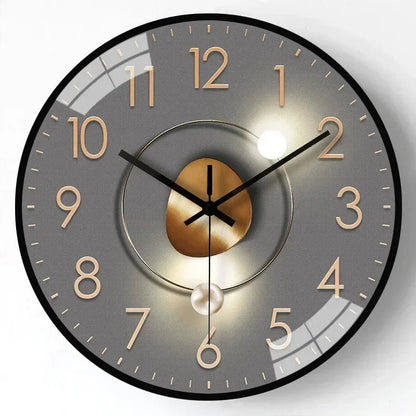 Modern Round Wall Clock with Silent Movement and Decorative Dial
