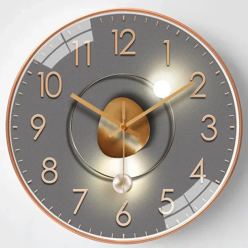 Modern Round Wall Clock with Silent Movement and Decorative Dial